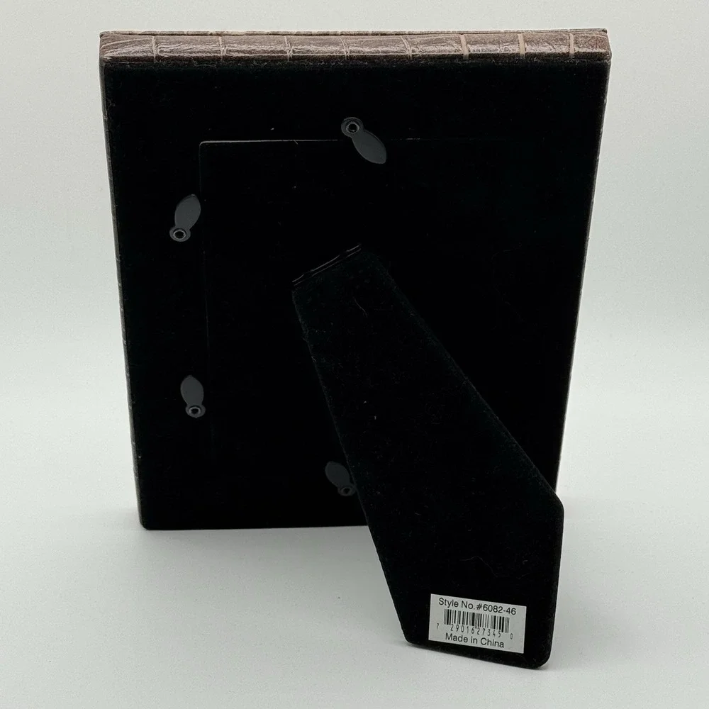 Sheffield Home Brown Croc Embossed Faux Leather 4x6 Picture Photo Frame
